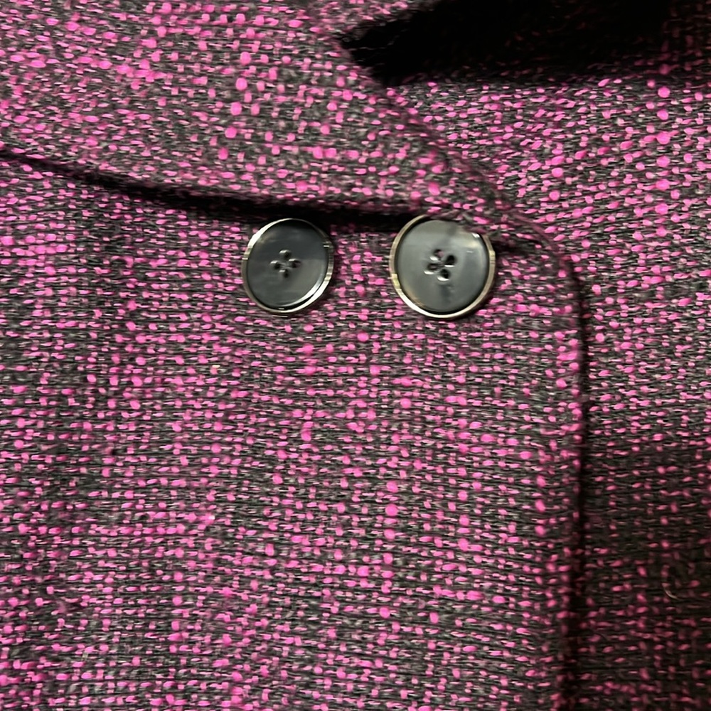 Dialogue Purple Black Textured Swing Jacket 3/4 Sleeve Size M (696) - Picture 3 of 6